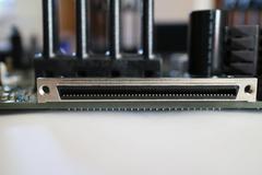 Close-up of the NUMAlink3 connector on the C-brick motherboard